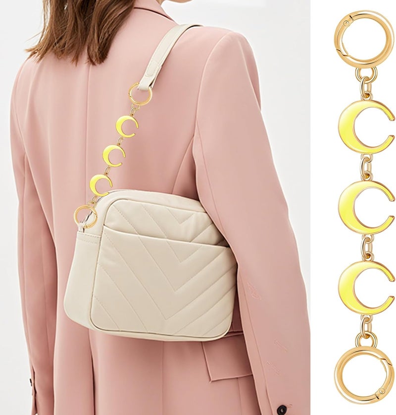 Tmtains 2Pcs Bag Extender Chain Gold Purse Extender Chain Heart Moon Purse Strap Extenders Yellow Purses Strap Replacement Crossbody Bags Accessories for Women Cute Bag Charms for Handbags Tote Bags Supply - Image 2